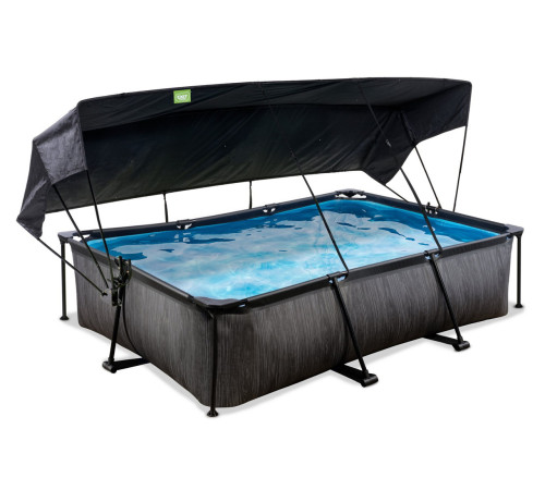 Басейн каркасний прямокутний EXIT з тентом, 300 х 200 х 65 см, "чорне дерево"
