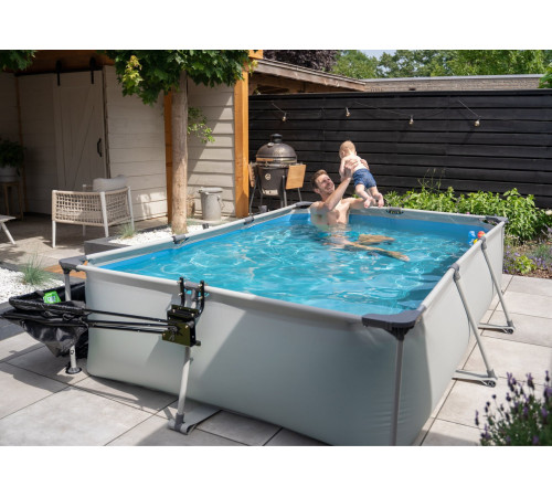 Басейн каркасний прямокутний EXIT з тентом, 300 х 200 х 65 см, "чорне дерево"