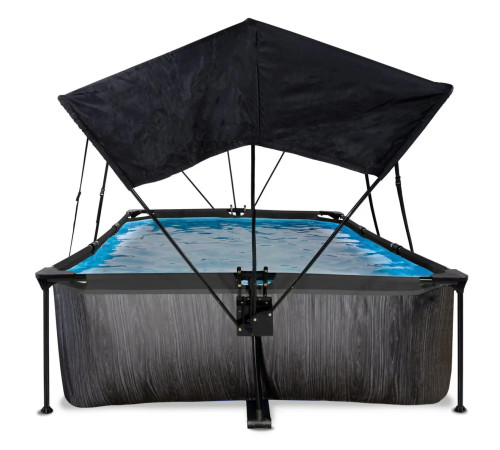 Басейн каркасний прямокутний EXIT з тентом, 300 х 200 х 65 см, "чорне дерево"