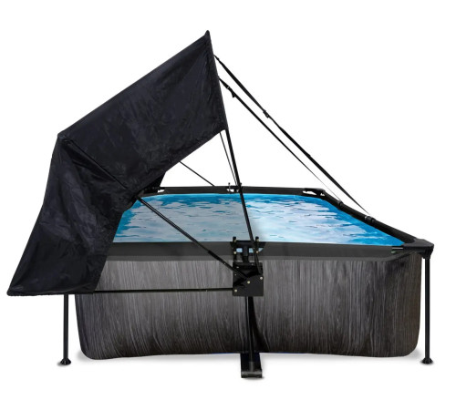 Басейн каркасний прямокутний EXIT з тентом, 300 х 200 х 65 см, "чорне дерево"