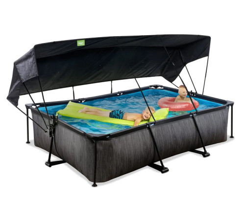 Басейн каркасний прямокутний EXIT з тентом, 300 х 200 х 65 см, "чорне дерево"