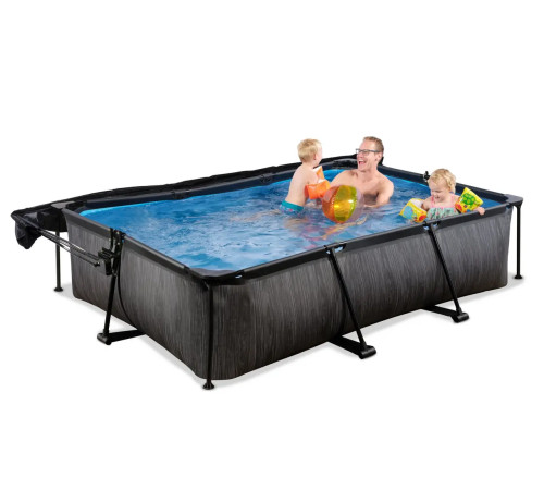 Басейн каркасний прямокутний EXIT з тентом, 300 х 200 х 65 см, "чорне дерево"