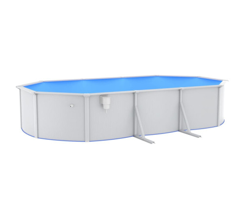 Басейн каркасний овальний vidaXL 610 x 360 x 120 см, білий + насос з пісочним фільтром + драбина
