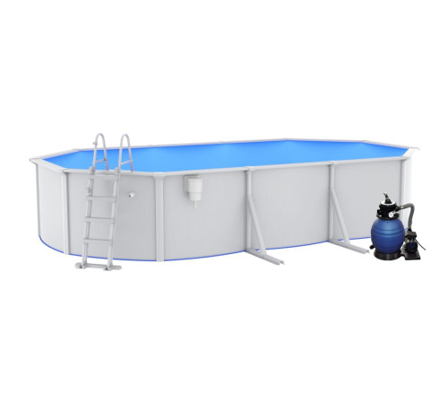 Басейн каркасний овальний vidaXL 610 x 360 x 120 см, білий + насос з пісочним фільтром + драбина