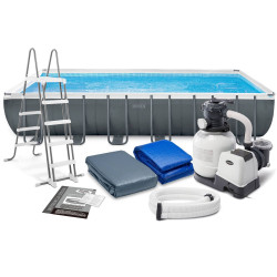 Басейн каркасний прямокутний 9в1 INTEX 26364, 732 х 366 х 132 см, темно-сірий