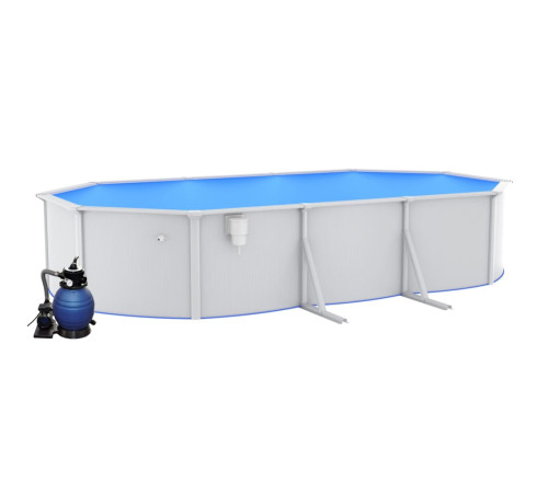Басейн каркасний овальний vidaXL 610 x 360 x 120 см, білий + насос з пісочним фільтром