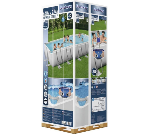 Басейн каркасний прямокутний 6в1 Bestway 5611Z Power Steel 640 x 274 см - білий