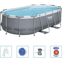 Басейн каркасний овальний Bestway 56620 Power Steel 427 x 250 см - графітовий