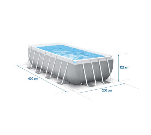 Басейн каркасний прямокутний 18в1 INTEX 26790, 400 х 200 х 122 см + машина для створення бульбашок