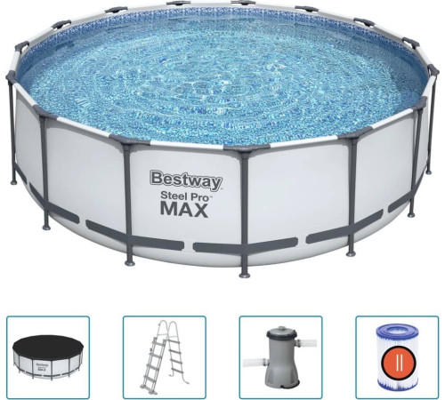 Басейн каркасний 5в1 Bestway 56404 Steel Pro Max 457 см, світло-сірий Басейн каркасний 5в1 Bestway 56404 Steel Pro Max 457 см, світло-сірий
