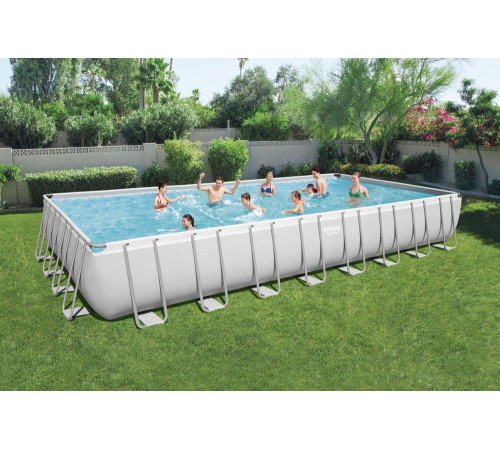 Басейн каркасний прямокутний Bestway Rack Pool POWERSteel 956 x 488 x 132 см з пісочним фільтром - білий Басейн каркасний прямокутний Bestway Rack Pool POWERSteel 956 x 488 x 132 см з пісочним фільтром - білий