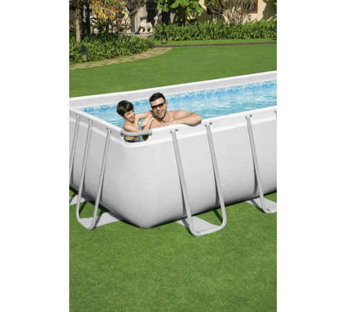 Басейн каркасний прямокутний Bestway Rack Pool POWERSteel 956 x 488 x 132 см з пісочним фільтром - білий Басейн каркасний прямокутний Bestway Rack Pool POWERSteel 956 x 488 x 132 см з пісочним фільтром - білий