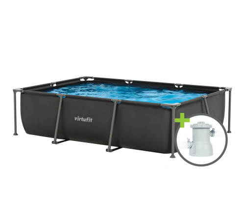 Басейн каркасний прямокутний VIRTUFIT з фільтрувальним насосом 300 x 210 х 66 см , темно-сірий