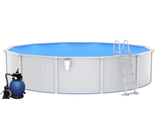 Басейн каркасний vidaXL 550 x 120 см, білий + насос з пісочним фільтром + драбина