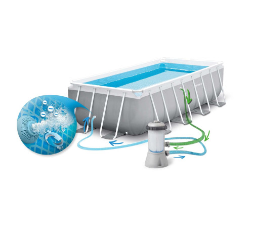 Басейн каркасний прямокутний 18в1 INTEX 26790, 400 х 200 х 122 см, сірий