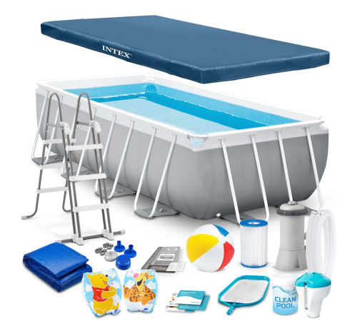 Басейн каркасний прямокутний 18в1 INTEX 26790, 400 х 200 х 122 см, сірий