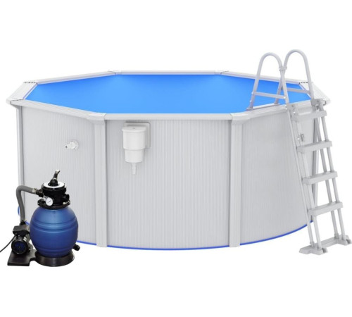 Басейн каркасний vidaXL 300 x 120 см, білий + насос з пісочним фільтром + драбина Басейн каркасний vidaXL 300 x 120 см, білий + насос з пісочним фільтром + драбина