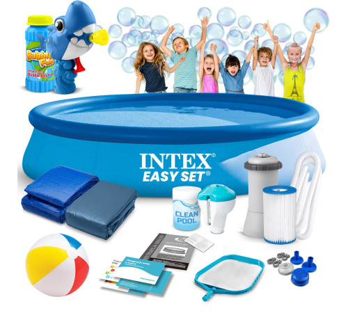 Басейн надувний 15в1 INTEX 28132, 366 x 76 см + машина для створення бульбашок