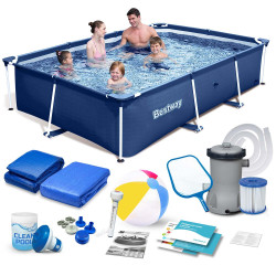 Басейн каркасний прямокутний 15в1 Bestway 56403N, 259 x 170 x 61 см