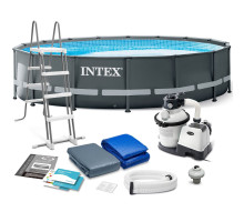 Басейн каркасний 11в1 INTEX 26340, 732 x 132 см, темно-сірий