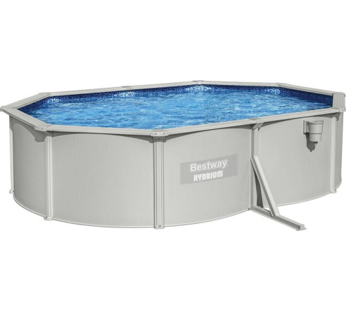 Басейн каркасний овальний Bestway Hydrium з аксесуарами, 500 x 360 x 120 см, світло-сірий