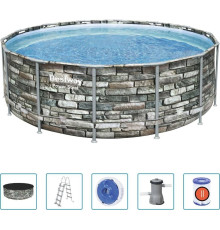 Басейн каркасний 6в1 Bestway 56993 Power Steel 427 см - сірий
