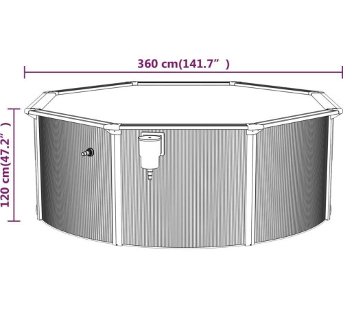 Басейн каркасний vidaXL 360 x 120 см, білий + драбина