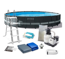 Басейн каркасний 12в1 INTEX 26334, 610 х 122 см, темно-сірий