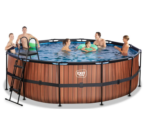 Басейн каркасний EXIT з накриттям 450 х 122 см "дерево" з нагрівом води