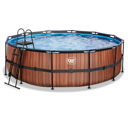 Басейн каркасний EXIT з накриттям 450 х 122 см "дерево" з нагрівом води