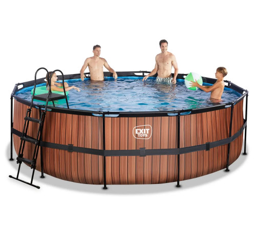 Басейн каркасний EXIT з накриттям 450 х 122 см "дерево" з нагрівом води