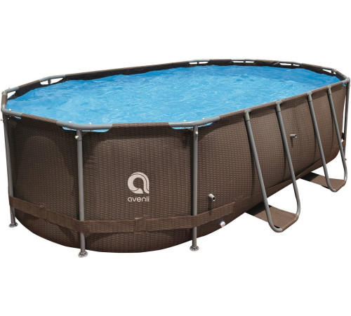 Басейн каркасний овальний Avenli Super Rattan 427 x 275 x 100 см, коричневий Басейн каркасний овальний Avenli Super Rattan 427 x 275 x 100 см, коричневий