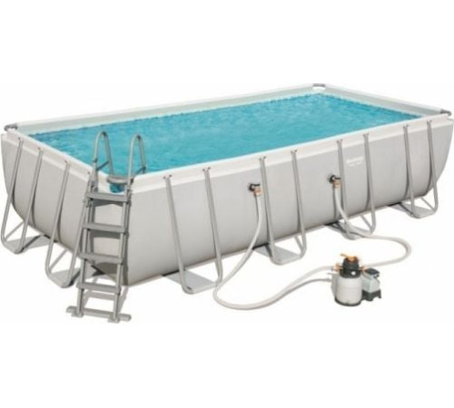 Басейн каркасний прямокутний Bestway Power Steel 549x274 см (56466) - світло-сірий