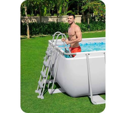 Басейн каркасний прямокутний Bestway Power Steel 549x274 см (56466) - світло-сірий