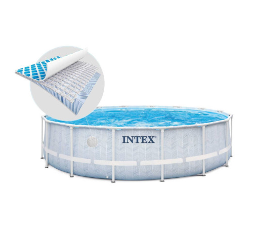 Басейн каркасний 17в1 INTEX 26746, 488 х 122 см, біло-синій