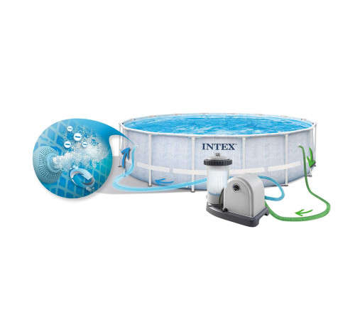 Басейн каркасний 17в1 INTEX 26746, 488 х 122 см, біло-синій