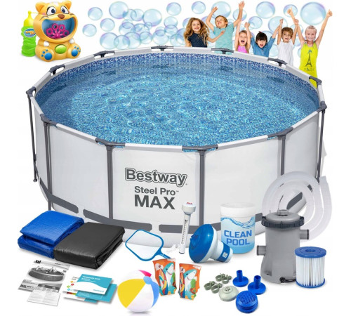 Басейн каркасний 17в1 Bestway 56595 427 х 84 см з машинкою для мильних бульбашок