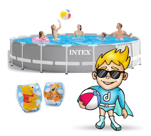 Басейн каркасний 21в1 INTEX 26732, 549 х 122 см, сірий