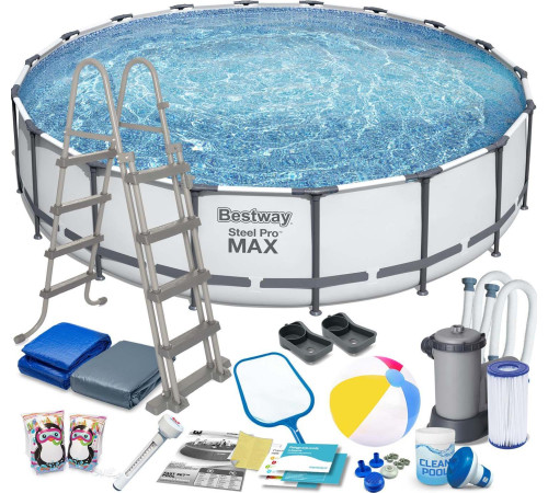 Басейн каркасний 18в1 Bestway 56462 Steel Pro Max 549 см - білий Басейн каркасний 18в1 Bestway 56462 Steel Pro Max 549 см - білий