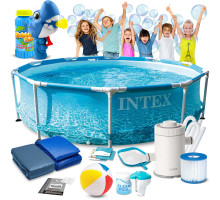 Басейн каркасний 16в1 INTEX 28208, 305 x 76 см + машина для створення бульбашок