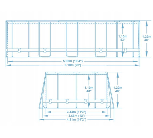 Басейн каркасний 13в1 Bestway 56719N 610 х 366 х 122 см