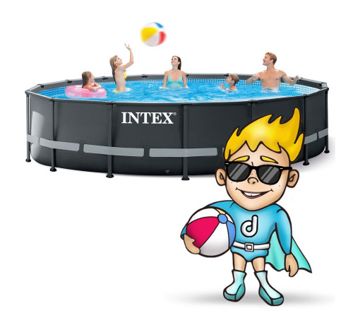 Басейн каркасний 11в1 INTEX 26326GN, 488 х 122 см, темно-сірий