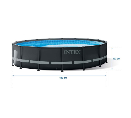 Басейн каркасний 11в1 INTEX 26326GN, 488 х 122 см, темно-сірий