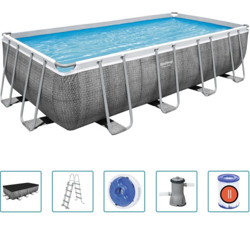 Басейн каркасний прямокутний Bestway Power Steel з комплектом 488 x 244 x 122 см - сірий