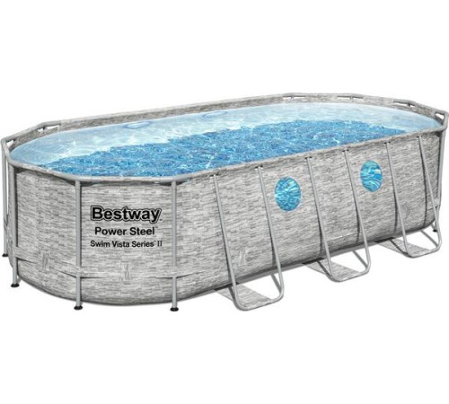 Басейн каркасний овальний Bestway 56716, 549x274x122 см, світло - сірий