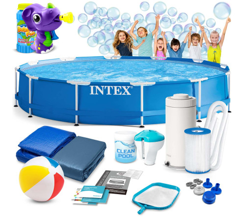 Басейн каркасний 16в1 INTEX 28212, 366 x 76 см + машина для створення бульбашок