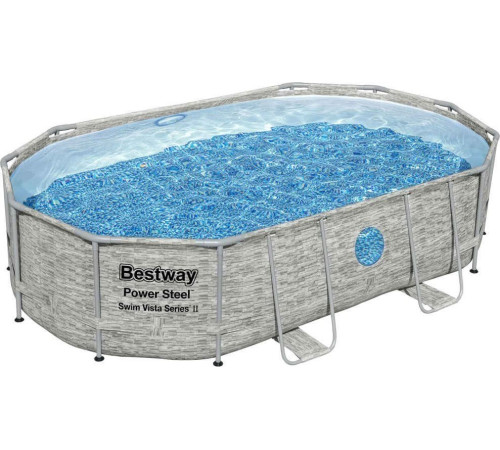 Басейн каркасний овальний Bestway Power Steel 488x305x107 см, сірий