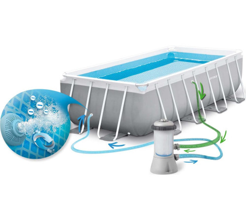 Басейн каркасний прямокутний 10в1 INTEX 26790, 400 х 200 х 122 см, сірий