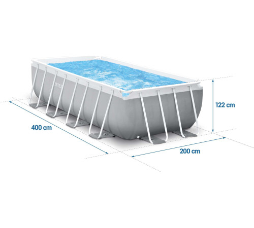 Басейн каркасний прямокутний 10в1 INTEX 26790, 400 х 200 х 122 см, сірий