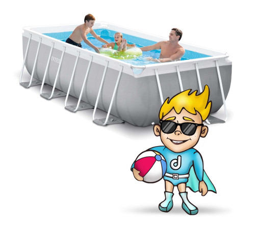 Басейн каркасний прямокутний 10в1 INTEX 26790, 400 х 200 х 122 см, сірий